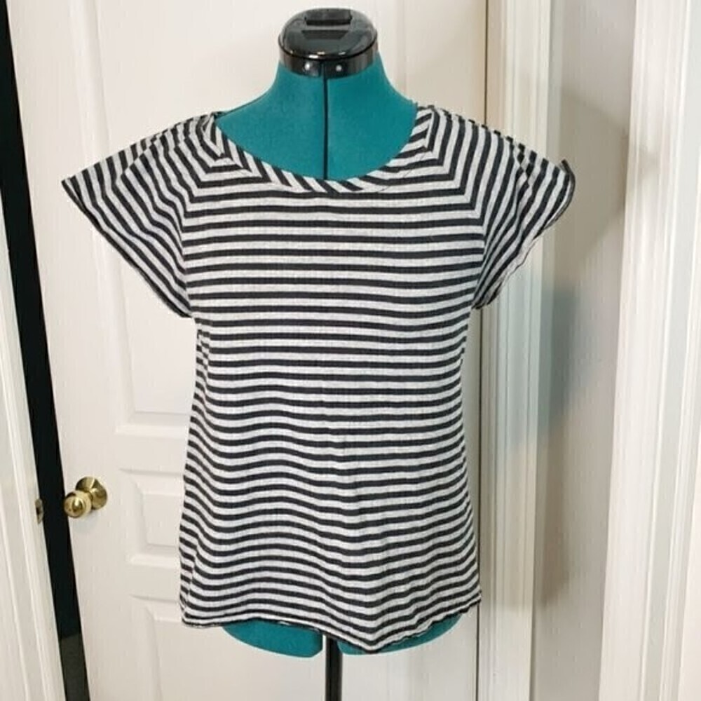Thakoon Stripe Nautical Short Sleeve Cotton Casual T Shirt